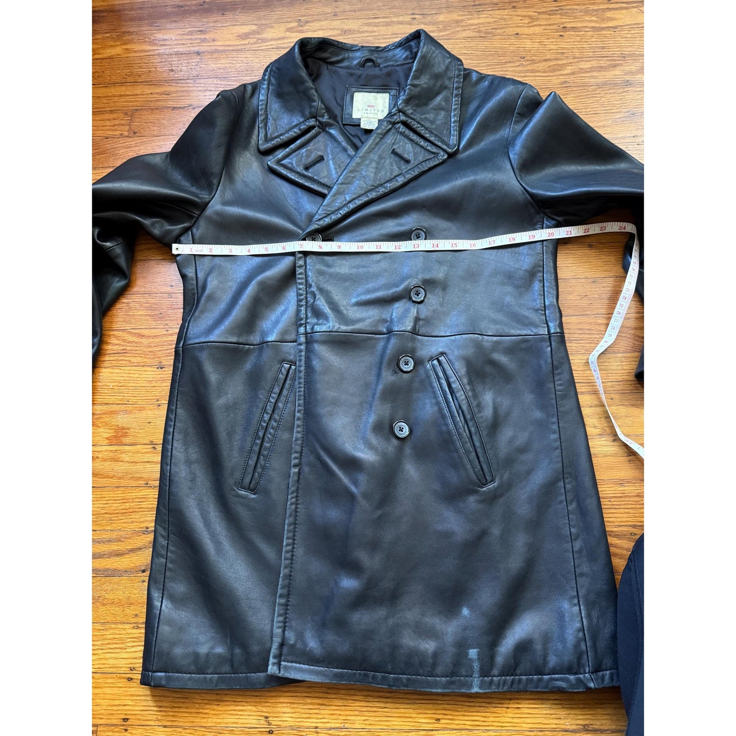 Black Leather Women's Trench, Size L