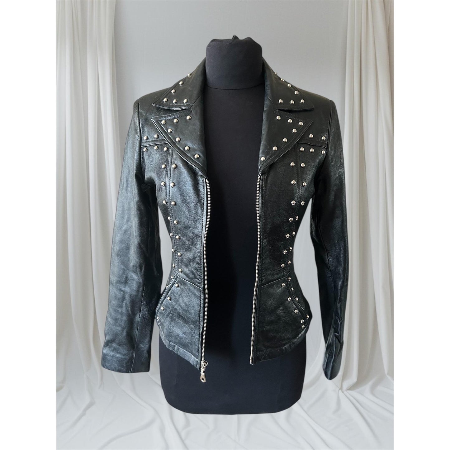 Women's Studded Leather Jacket, XS