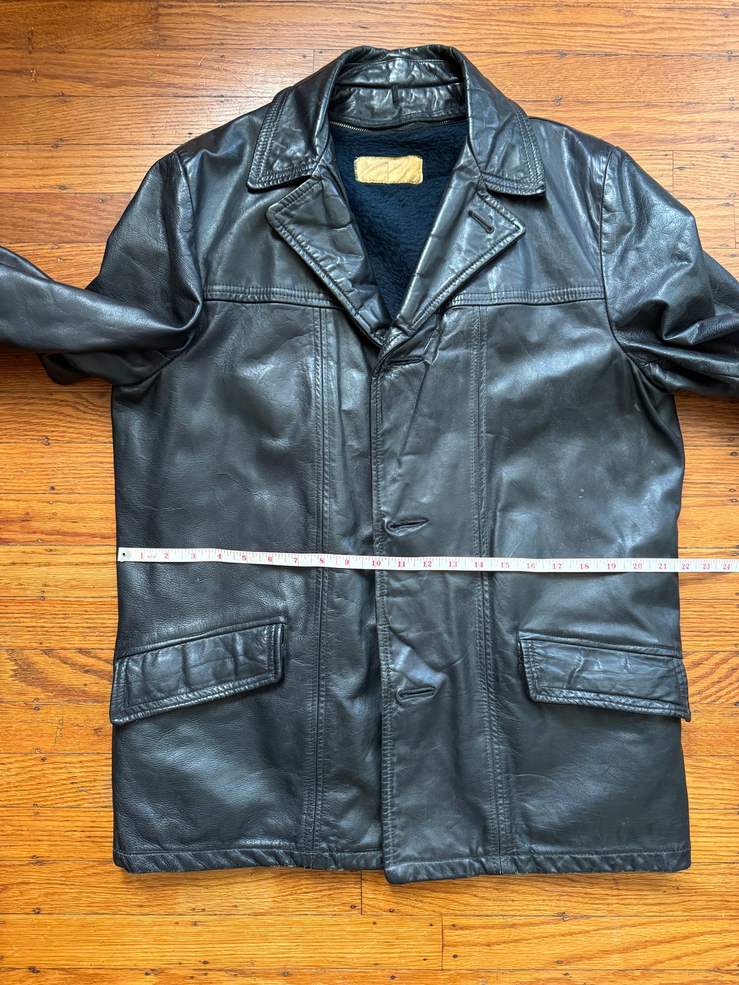Men's 1970's Leather Blazer Jacket, Large