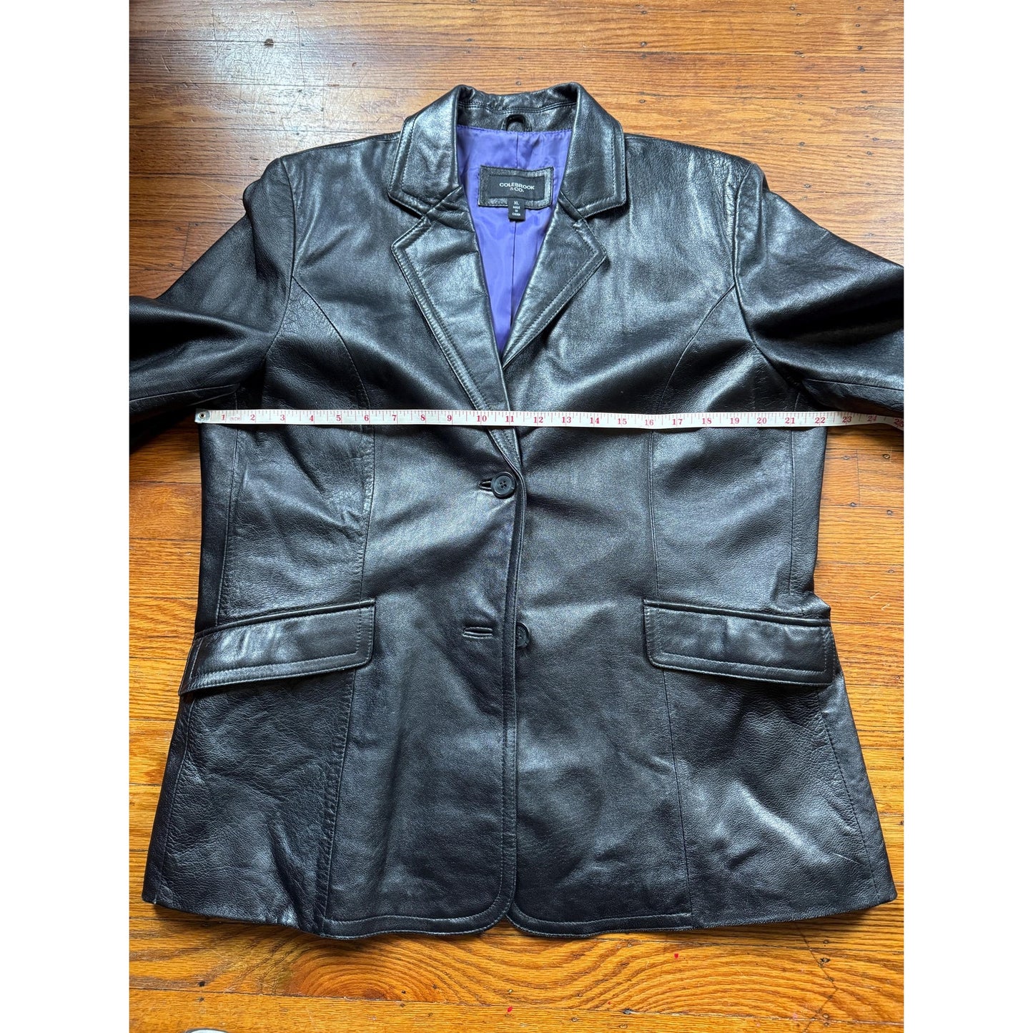 Black Leather Women's Blazer, Size XL