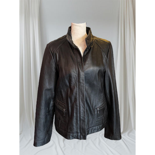 Women's Leather Motorcycle Jacket, Medium