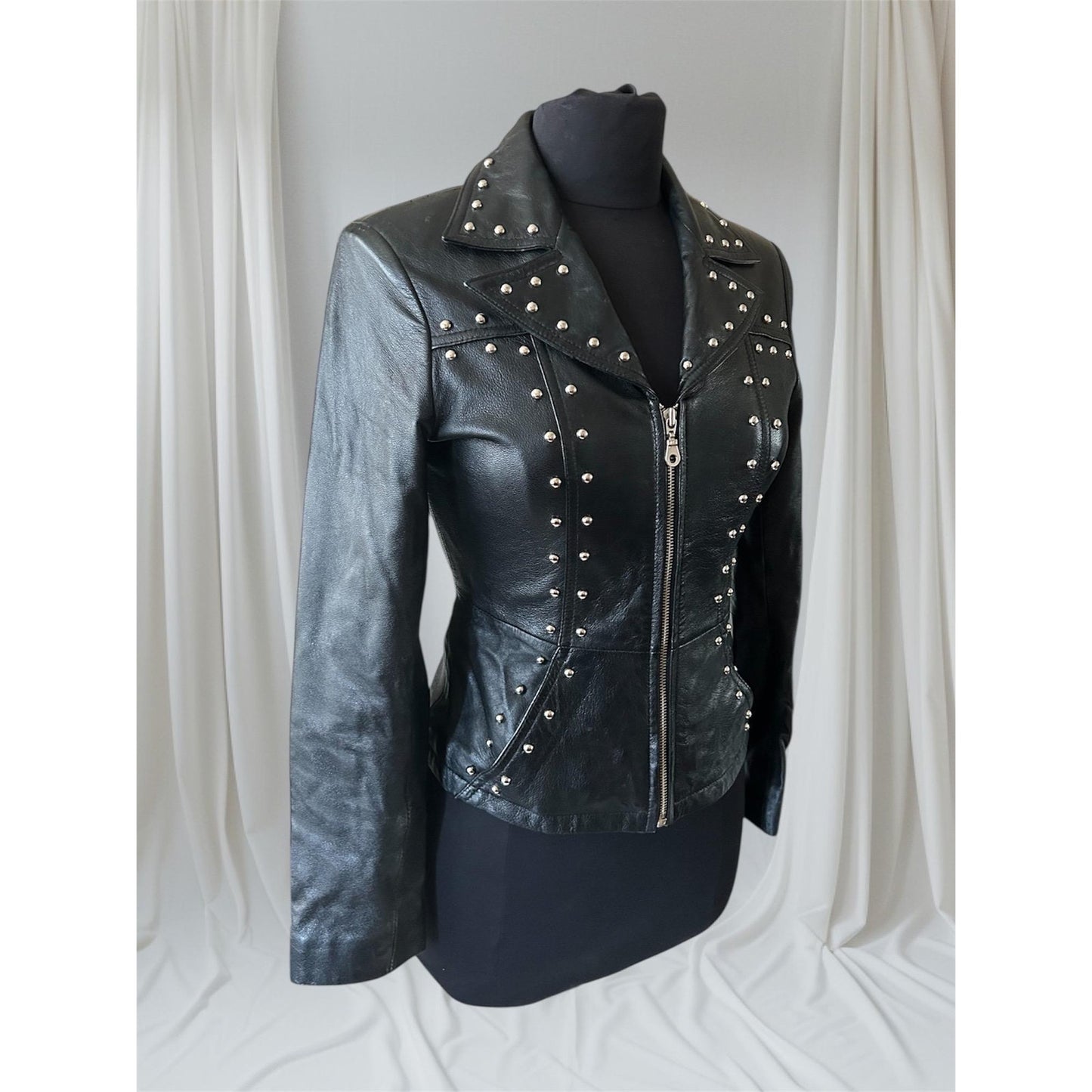 Women's Studded Leather Jacket, XS