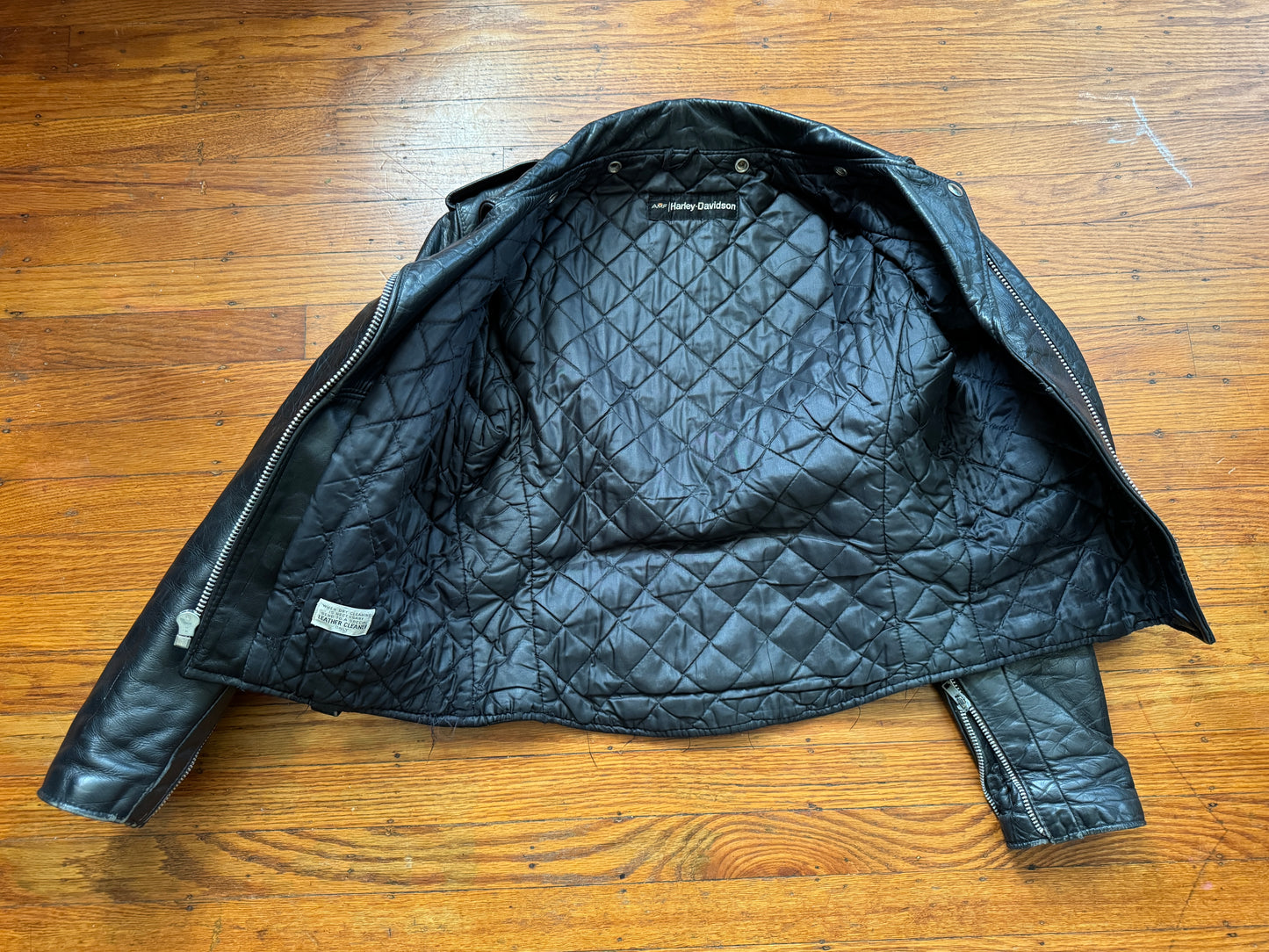 Women's Vintage 1970's Harley Davidson Leather Motorcycle Jacket, Medium