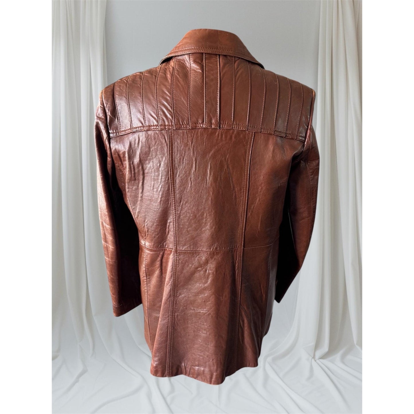 Men's Brown Vintage Leather Jacket, X-Large, 44