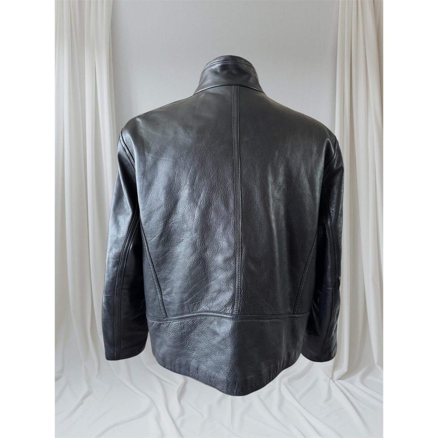Men's Black Leather café racer style Jacket, XL