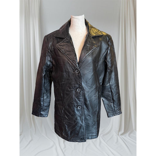 Women's Leather Trench Jacket, Medium