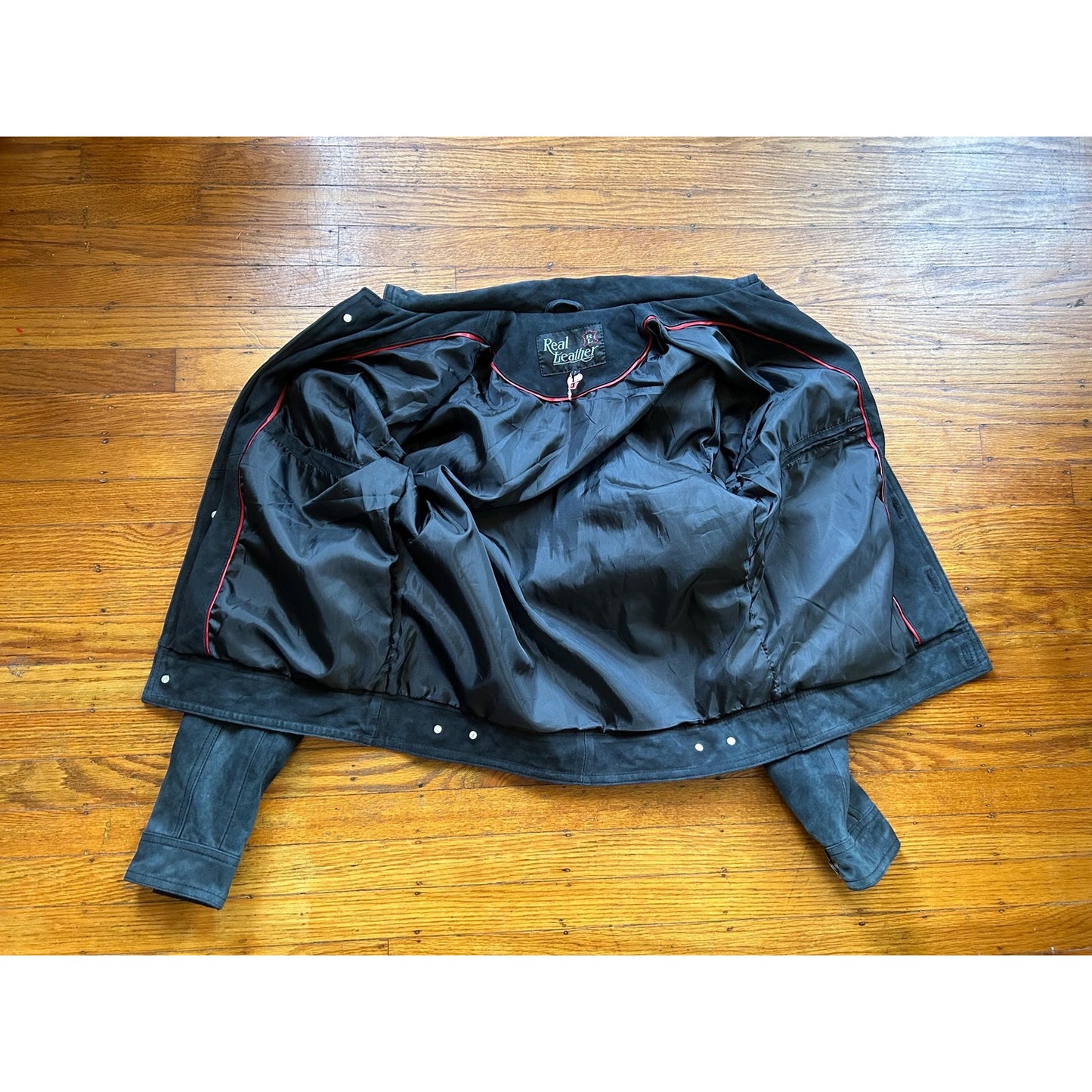 Men's Vintage Black Suede Trucker Jacket, Small