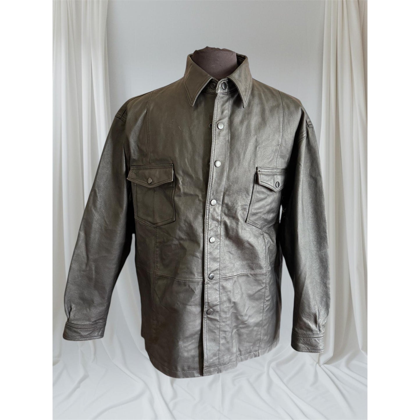 Men's Black Leather Jacket, XL