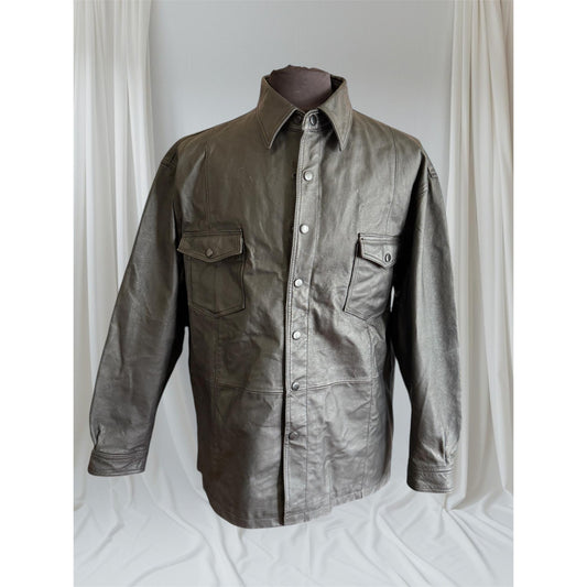 Men's Black Leather Jacket, XL