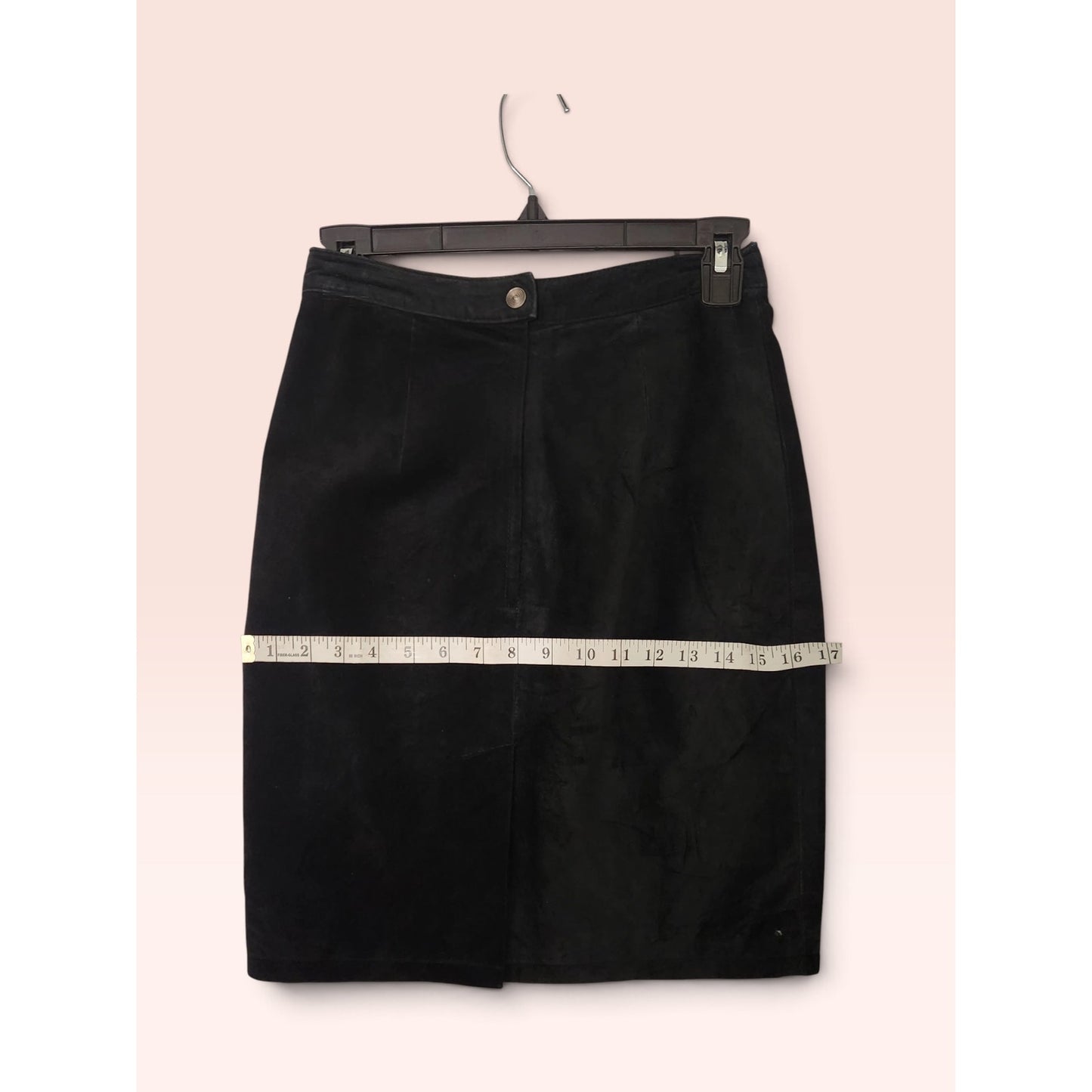 Suede Leather Skirt Black