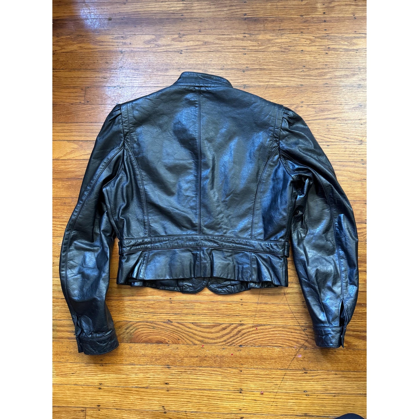 Vintage Black Leather Women's Jacket, L