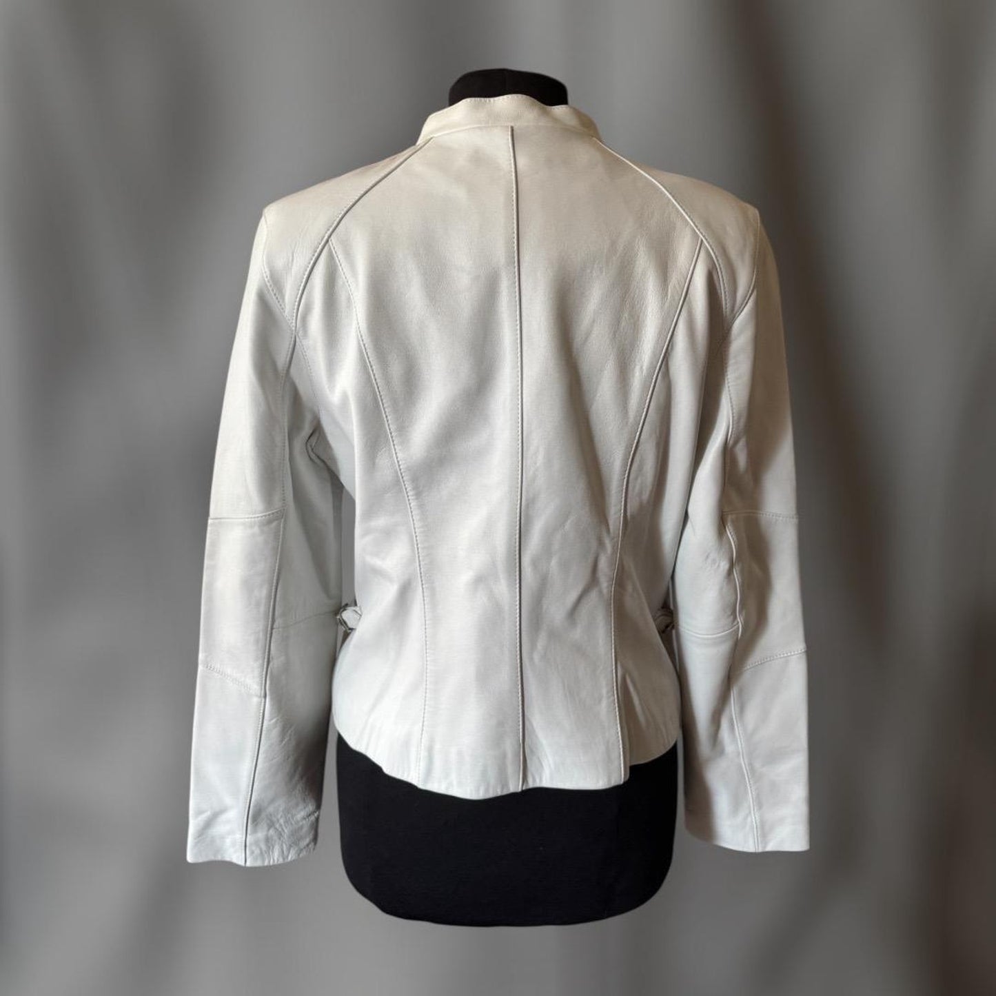 White Leather Women's Jacket, Size L