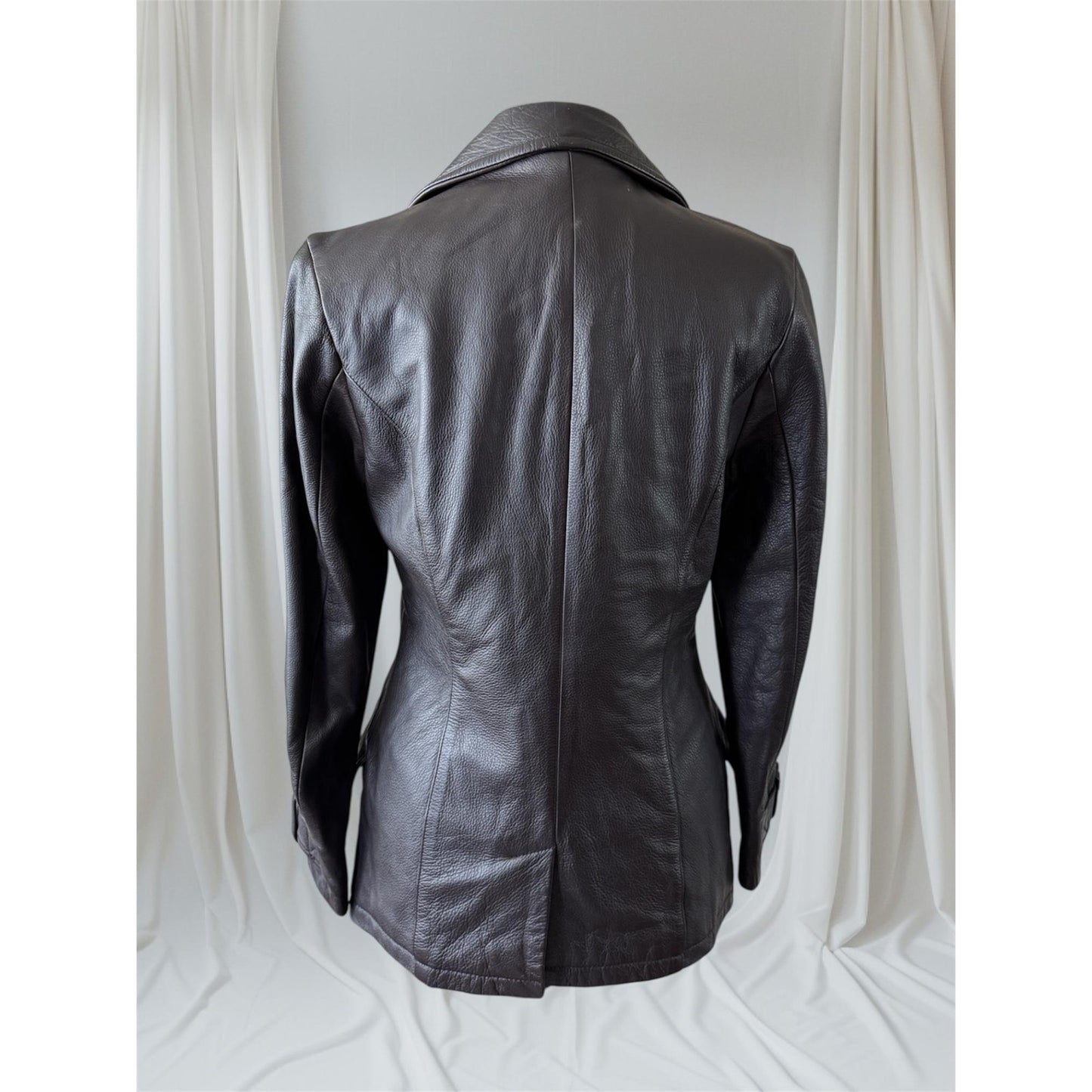 Dark Brown Women's Leather Trench Coat, M