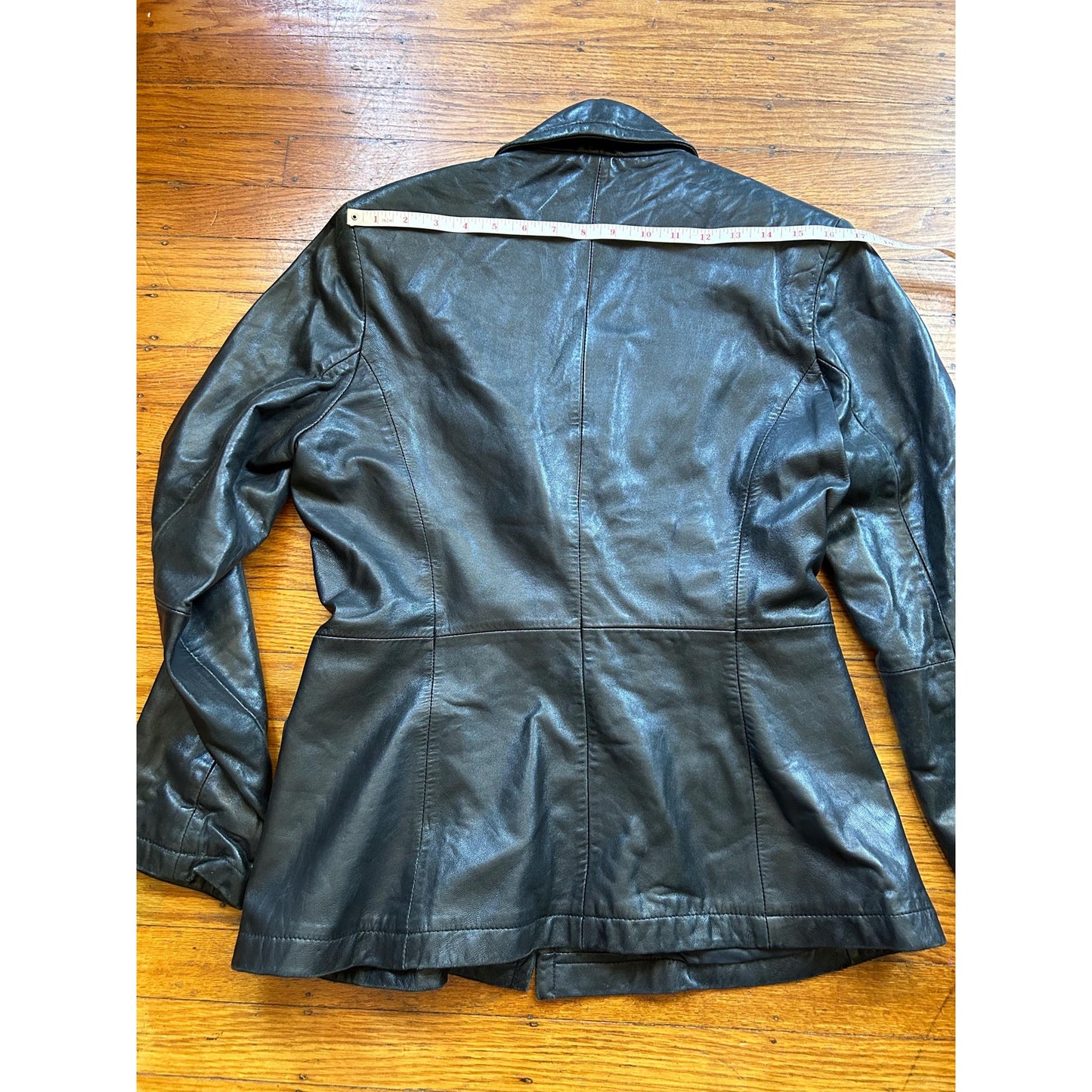 Black Leather Women's Blazer, Size M