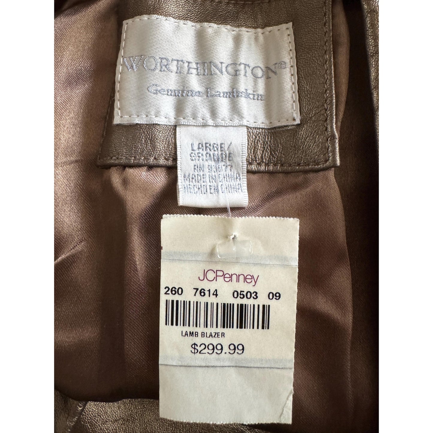 Women's Gold Genuine Leather Jacket, Large