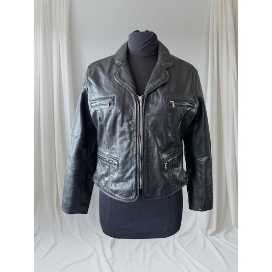 Black Leather Women's Jacket, Size M