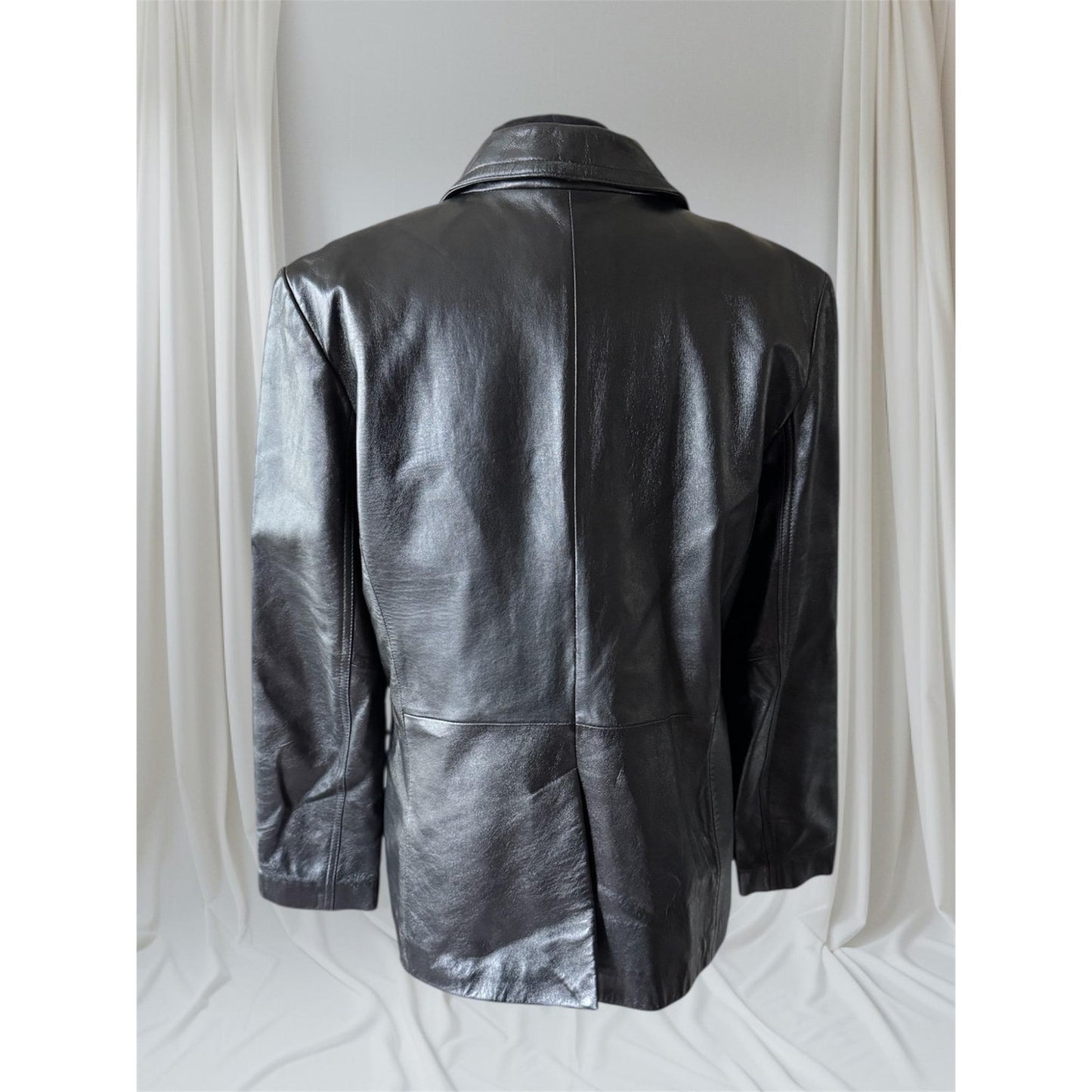 Black Leather Women's Blazer, Size XL
