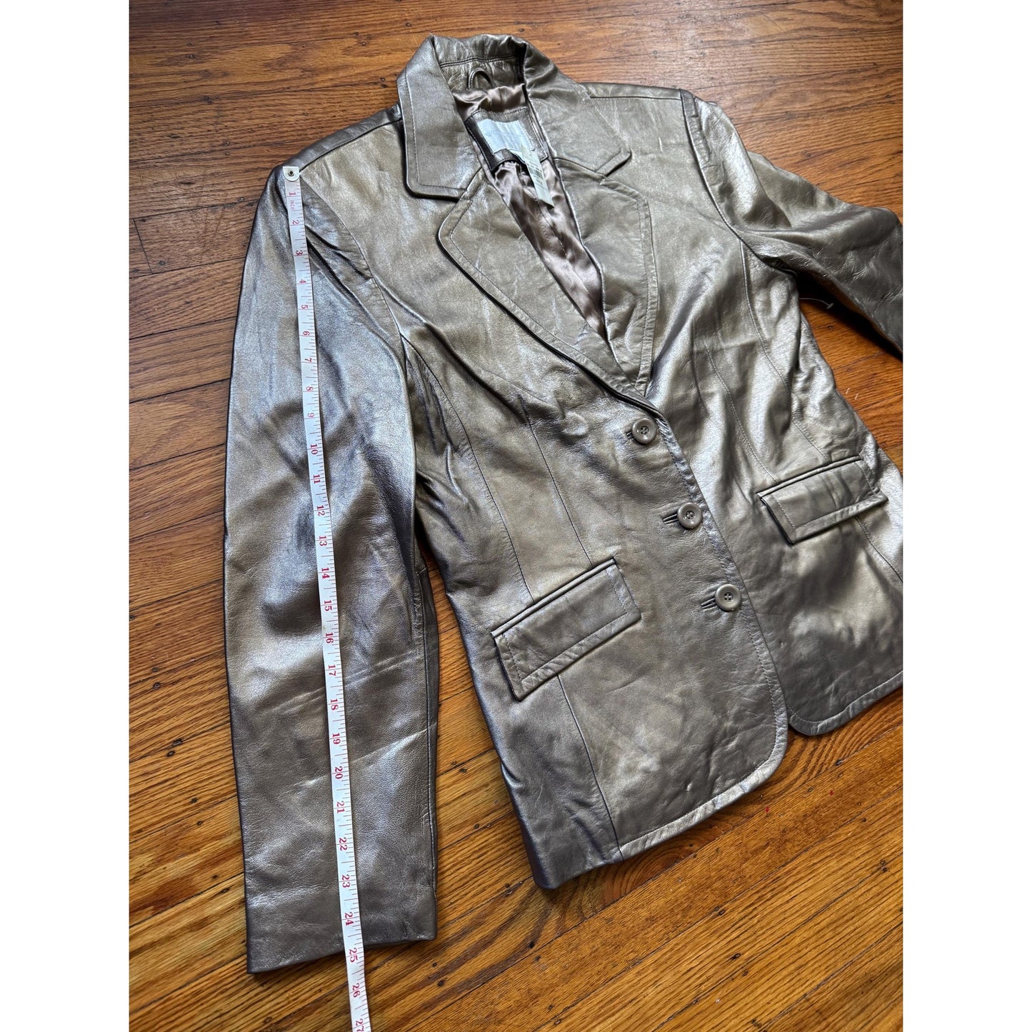 Women's Gold Genuine Leather Jacket, Large