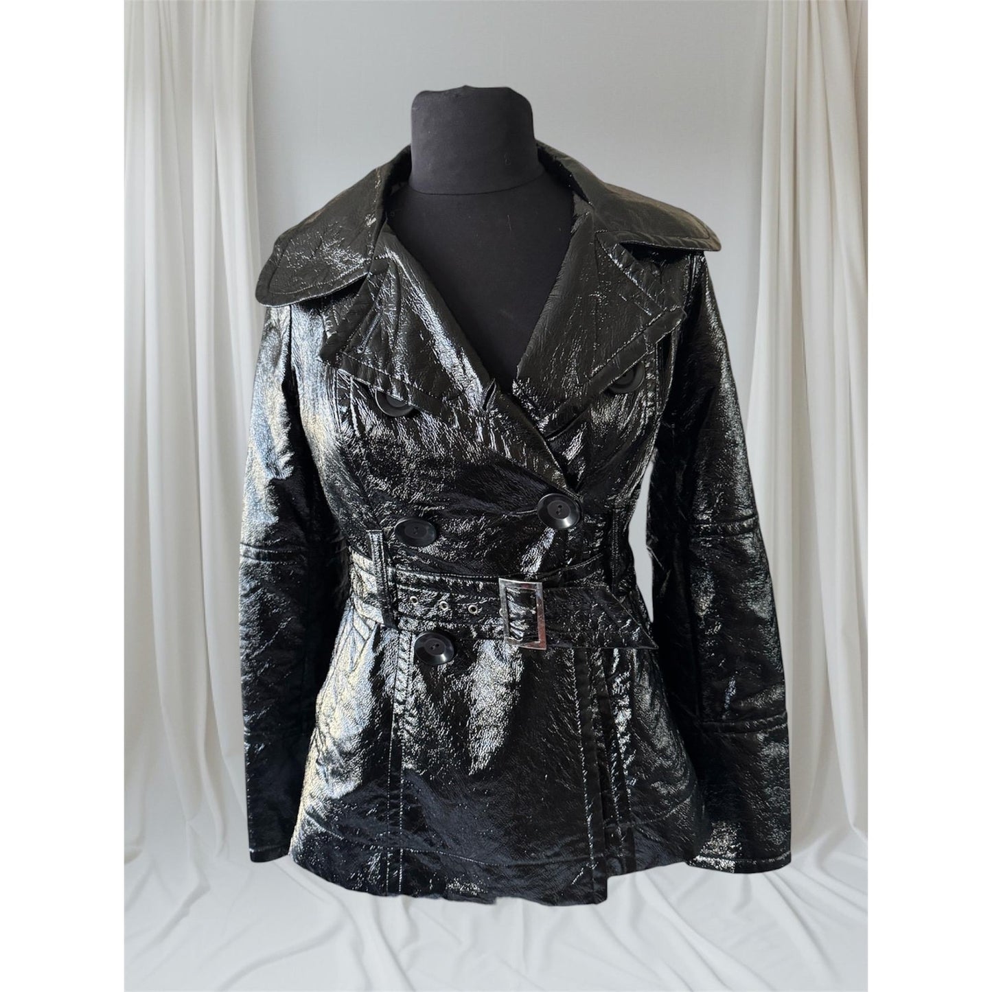 Women's Patent Leather Trench Coat, Small