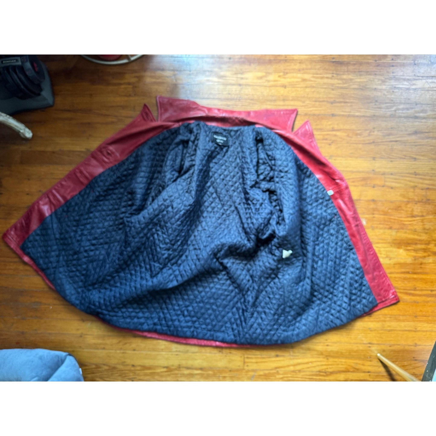 Red Women's Leather Trench Coat, 2XL