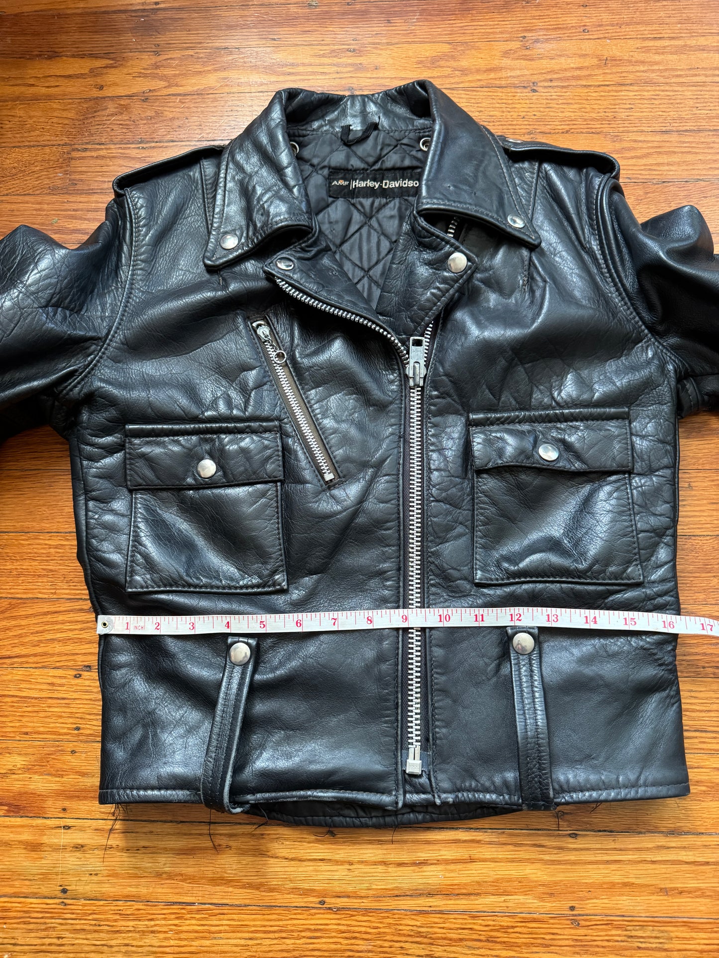 Women's Vintage 1970's Harley Davidson Leather Motorcycle Jacket, Medium