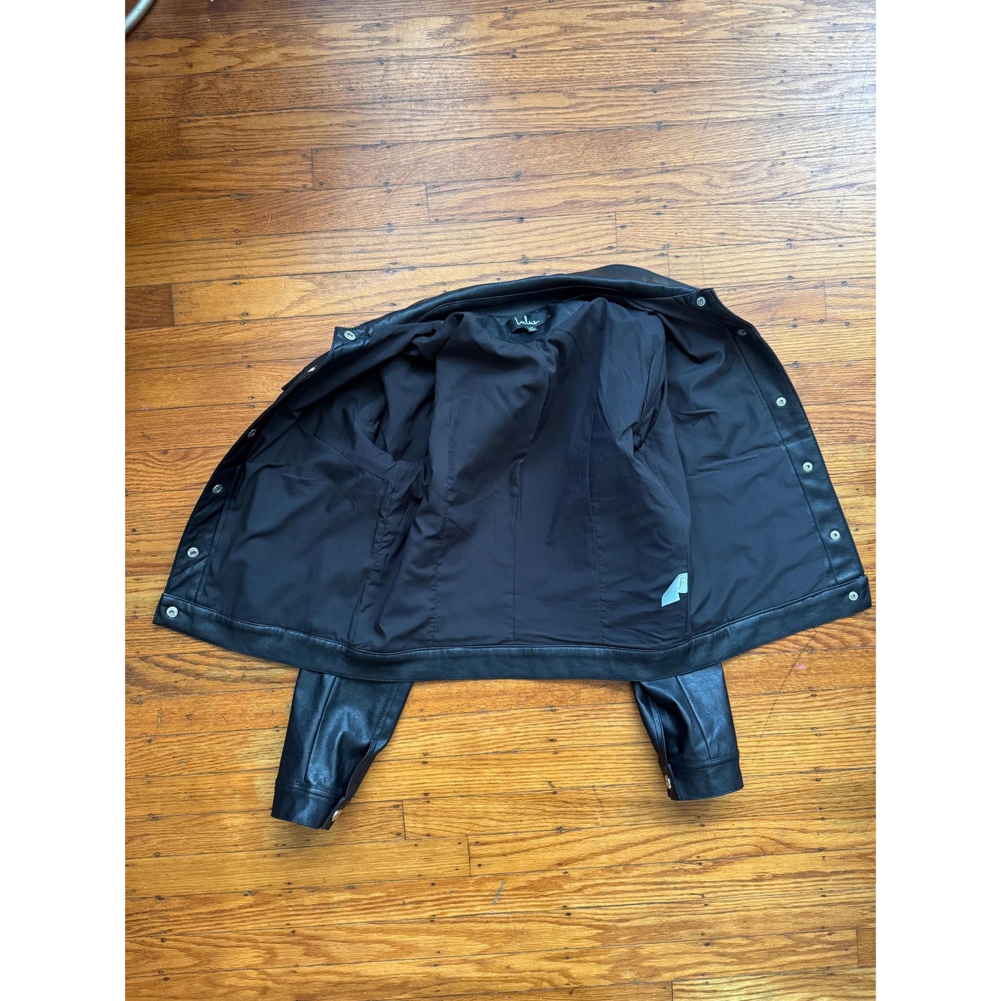 Women's Faux Leather Trucker Jacket, XS