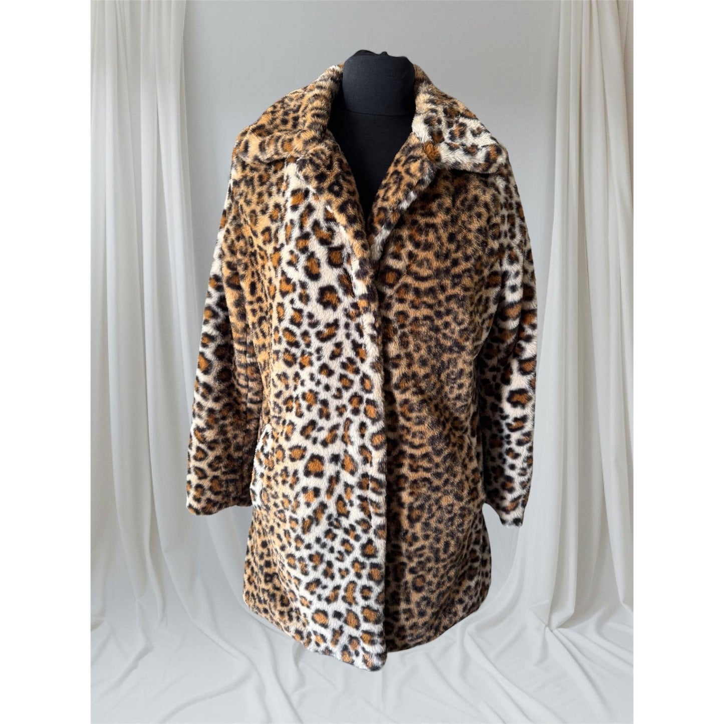 Women's Leopard Print Faux Fur Coat, S