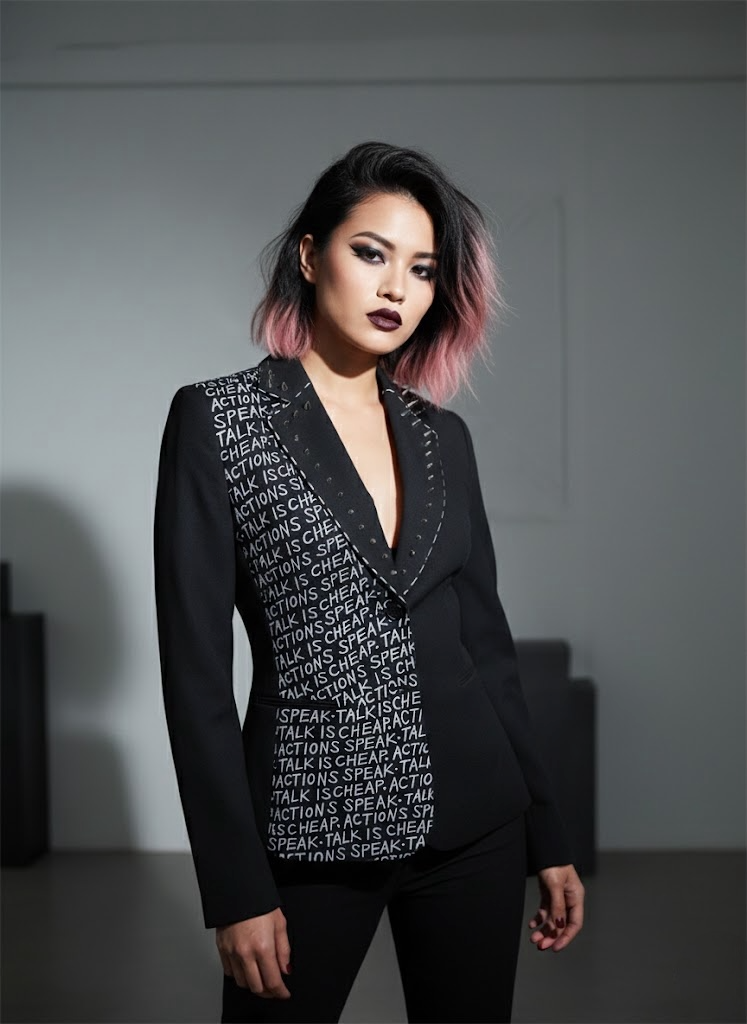 Women’s Punk Suit Jacket – Talk Is Cheap. Actions Speak.  –  Size S/ 4
