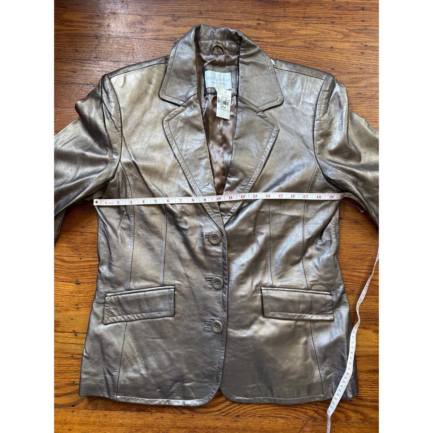 Women's Gold Genuine Leather Jacket, Large