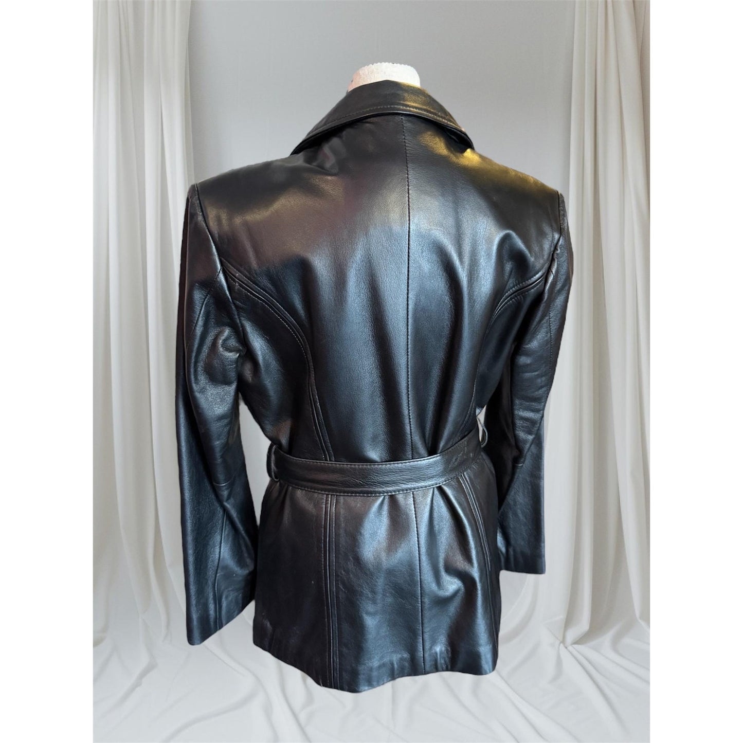 Black Leather Women's Trench, Size Small/ M