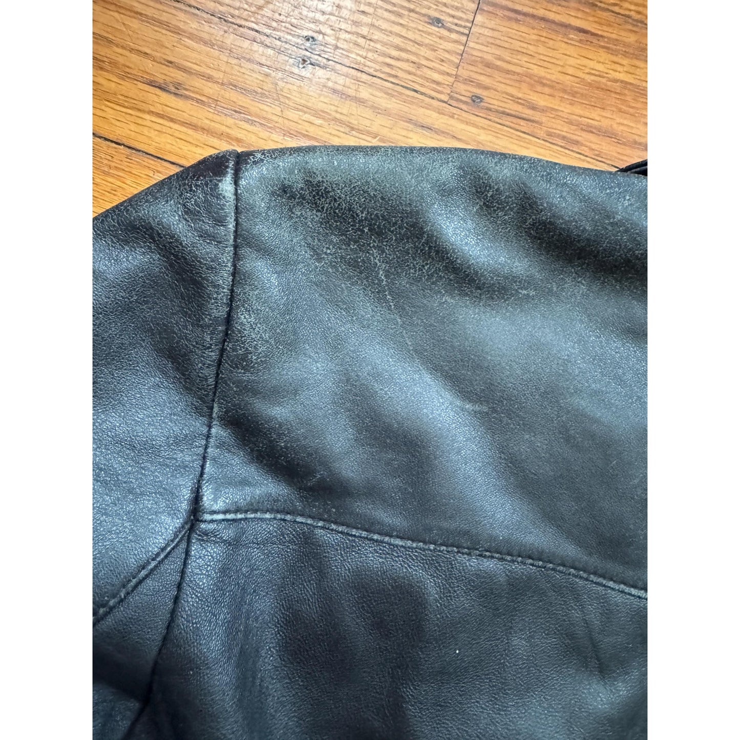 Black Leather Women's Blazer, Size L