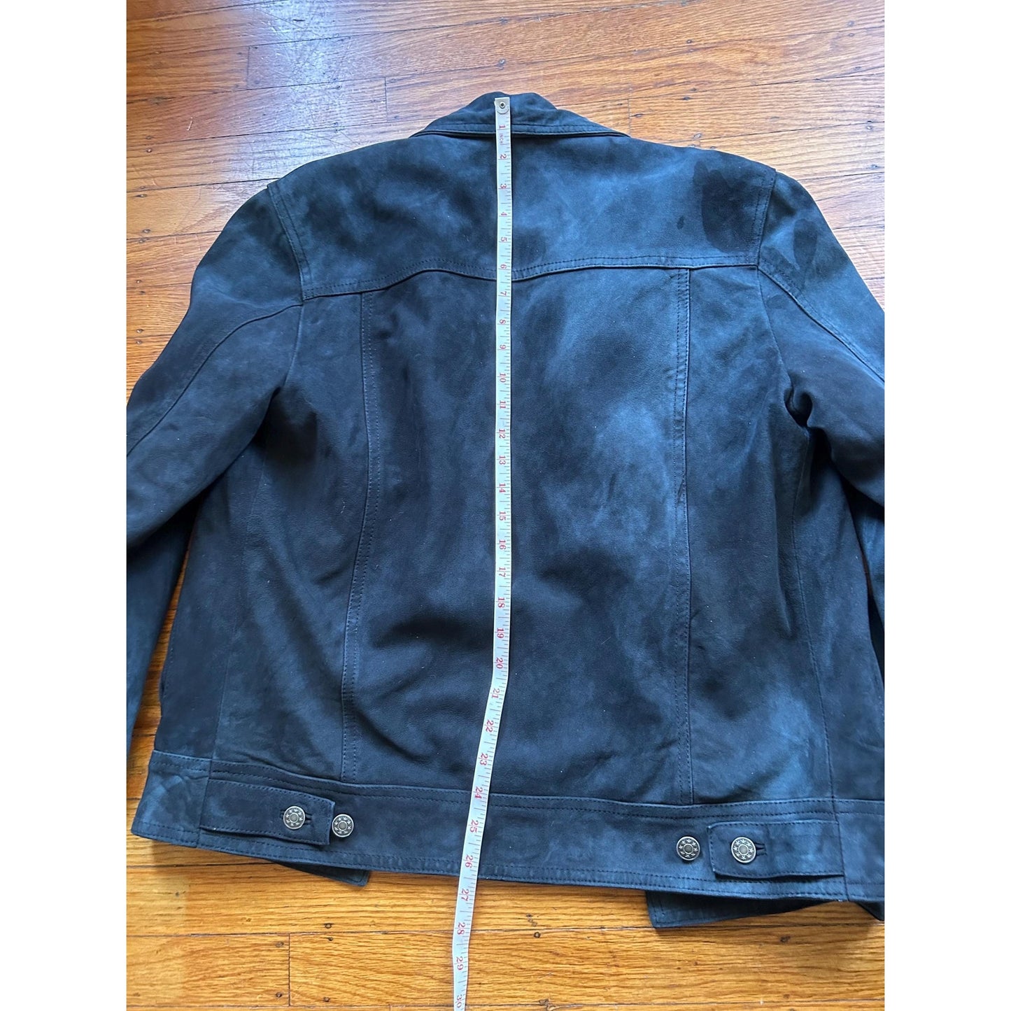 Men's Vintage Black Suede Trucker Jacket, Small