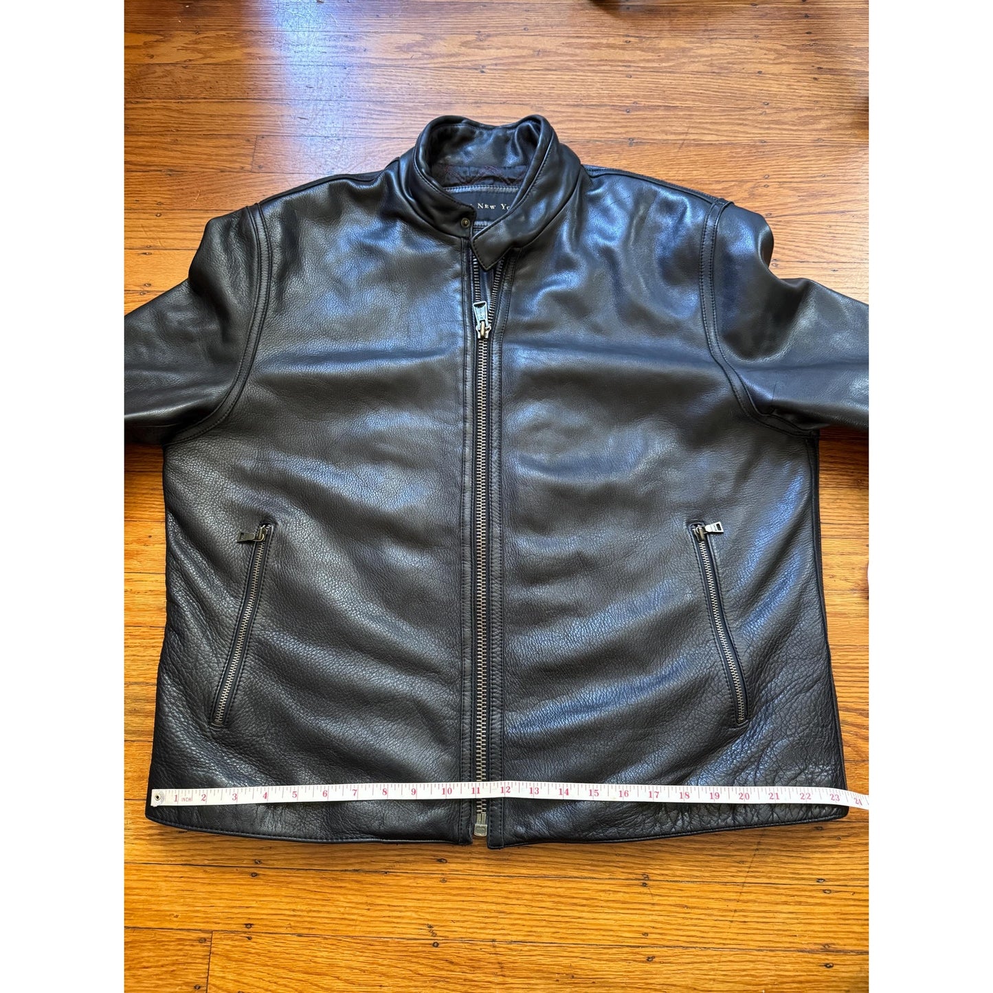 Men's Black Leather café racer style Jacket, XL