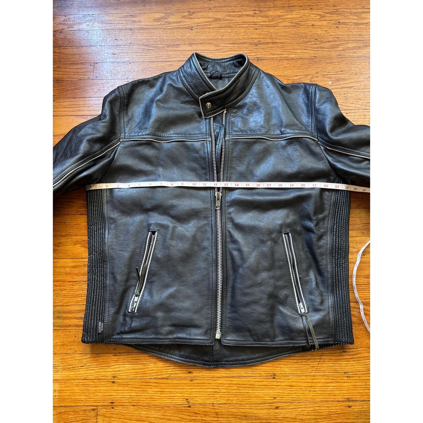 Men's Black Leather Cafe Racer Jacket, XL