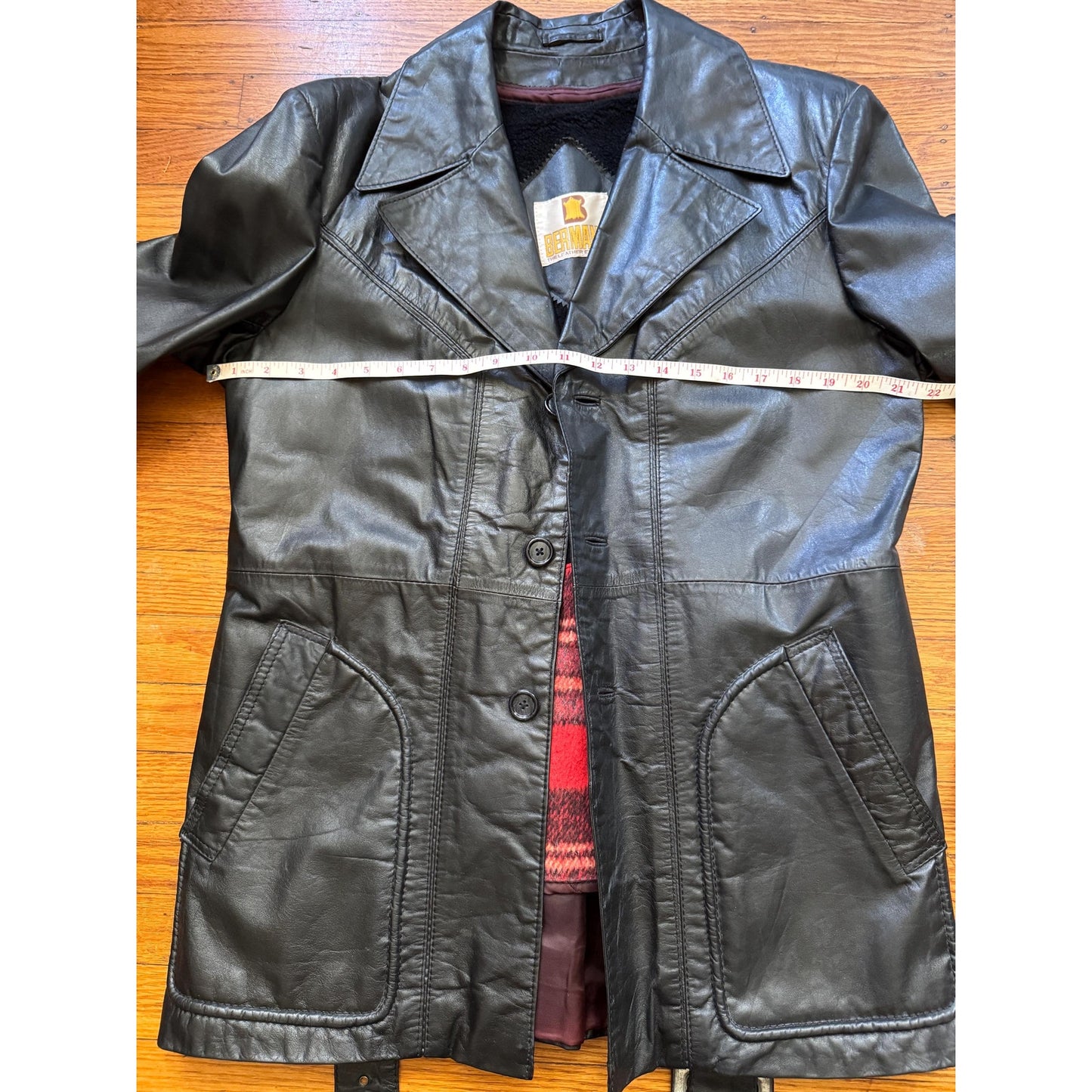 Black Leather Vintage 1970's Women's Trench, Size M