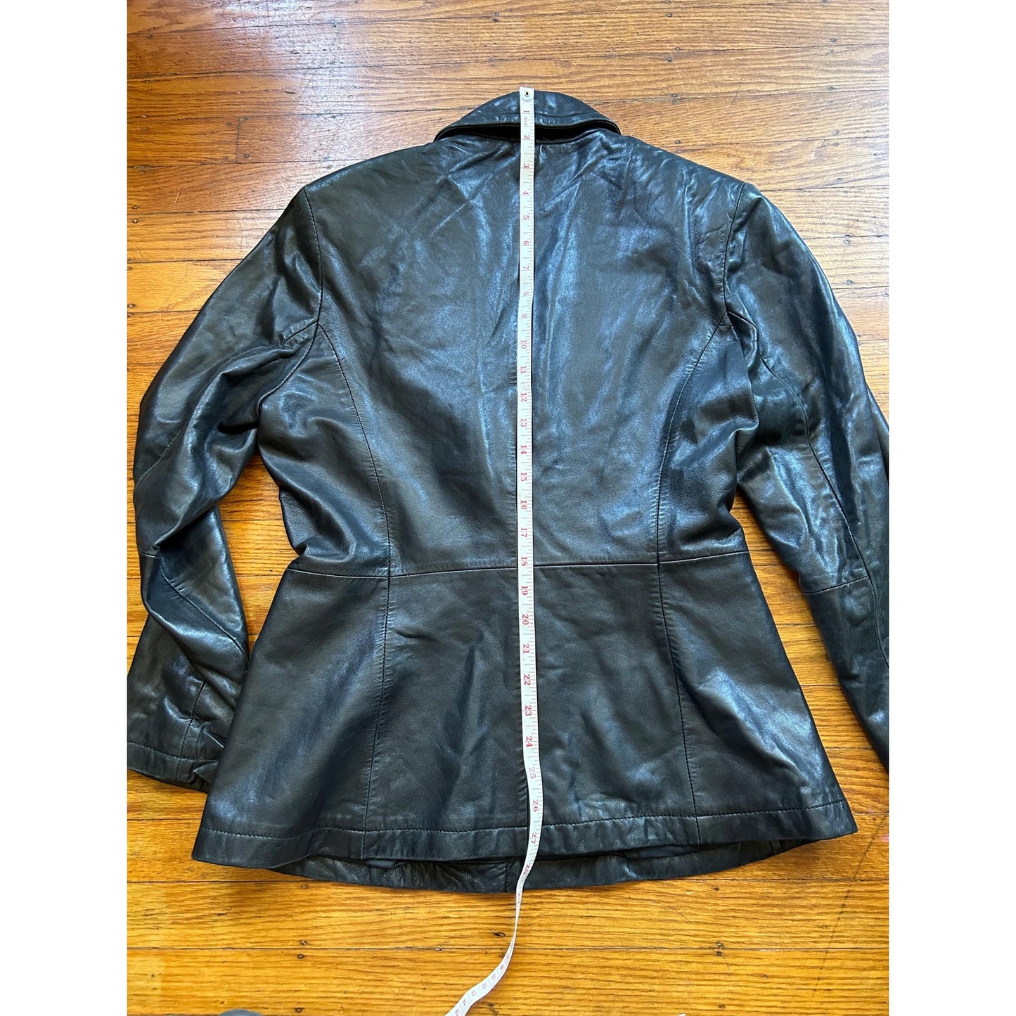 Black Leather Women's Blazer, Size M