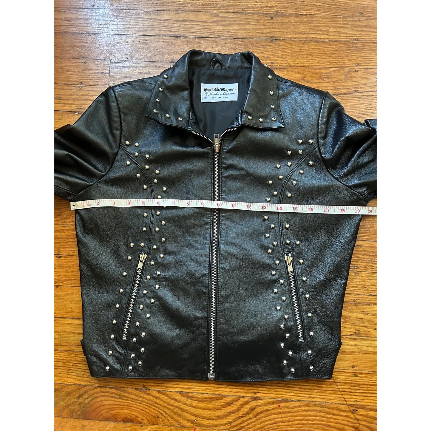 Women's Studded Leather Motorcycle Jacket, M
