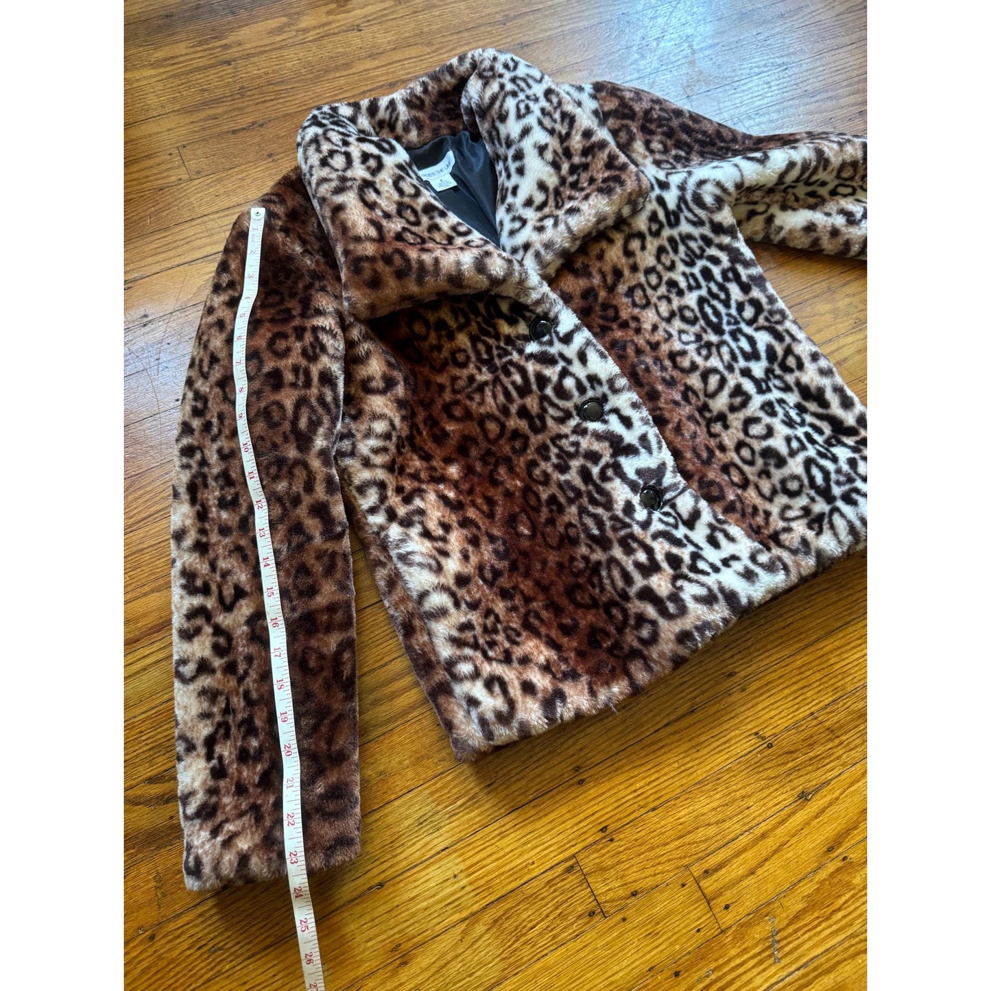 Leopard Print Faux Fur Coat, M