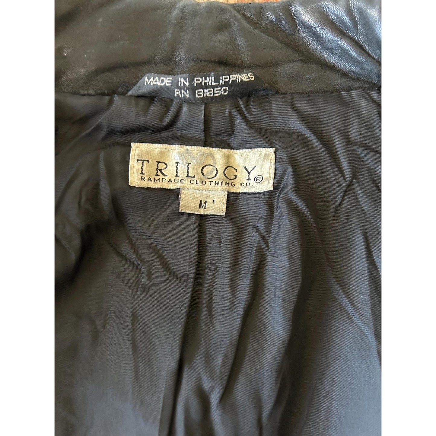 Black Leather Women's Blazer, Size M