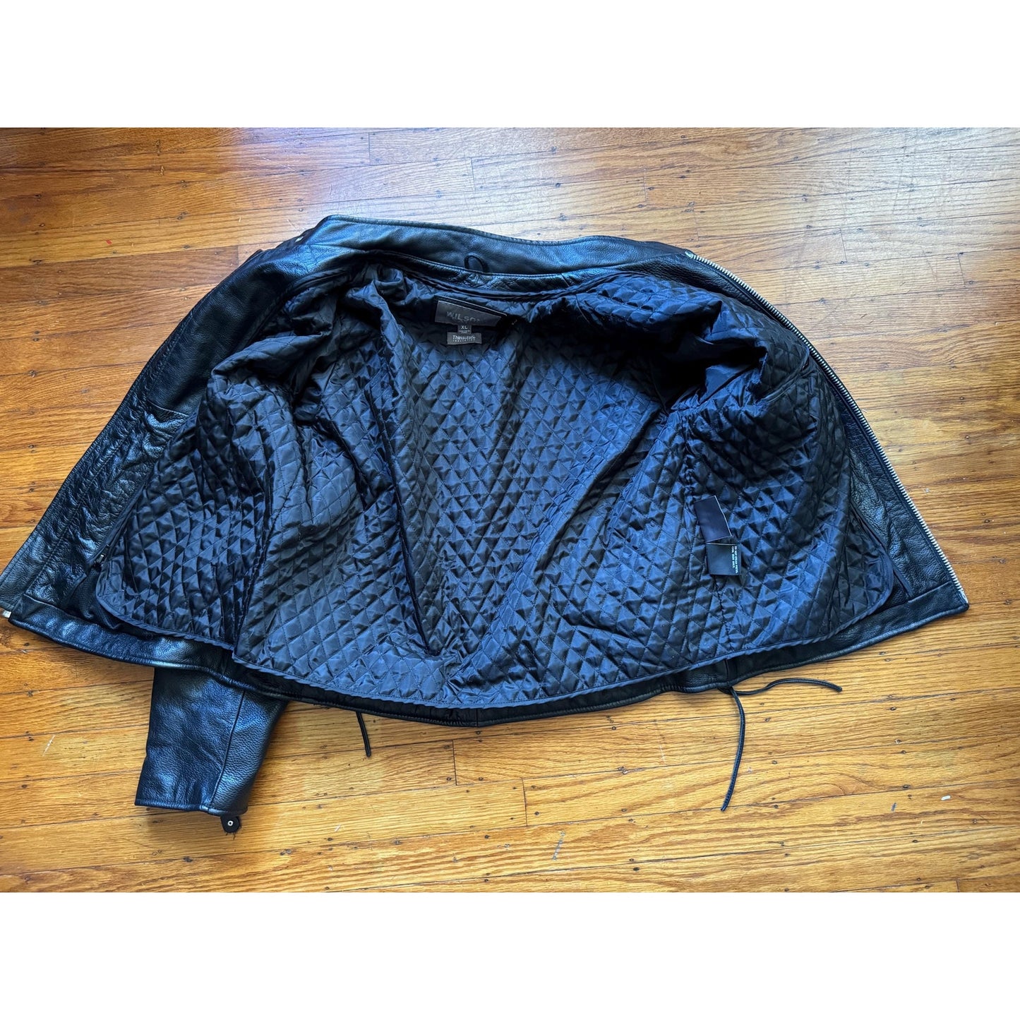 Men's Black Leather Motorcycle Jacket, XL