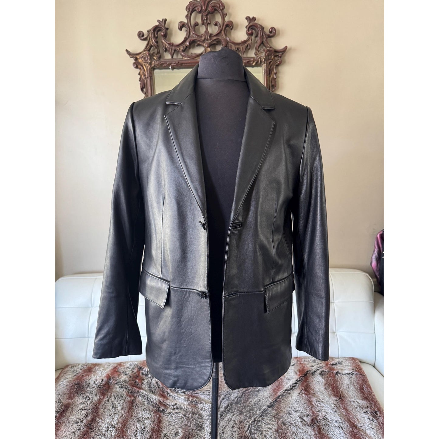 Men's Leather Blazer Jacket, Medium