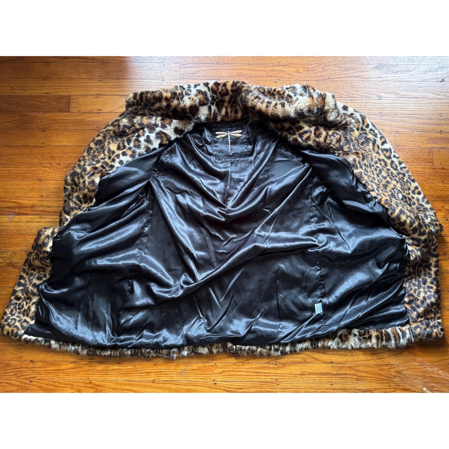 Leopard Print Faux Fur Coat, L