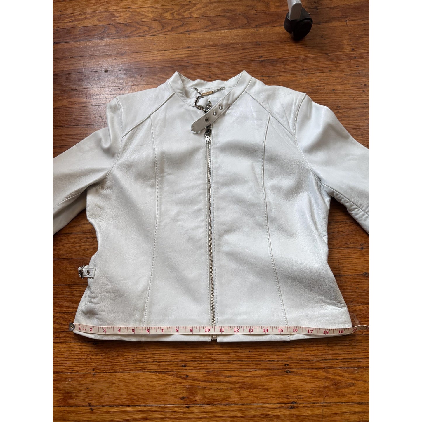 White Leather Women's Jacket, Size L