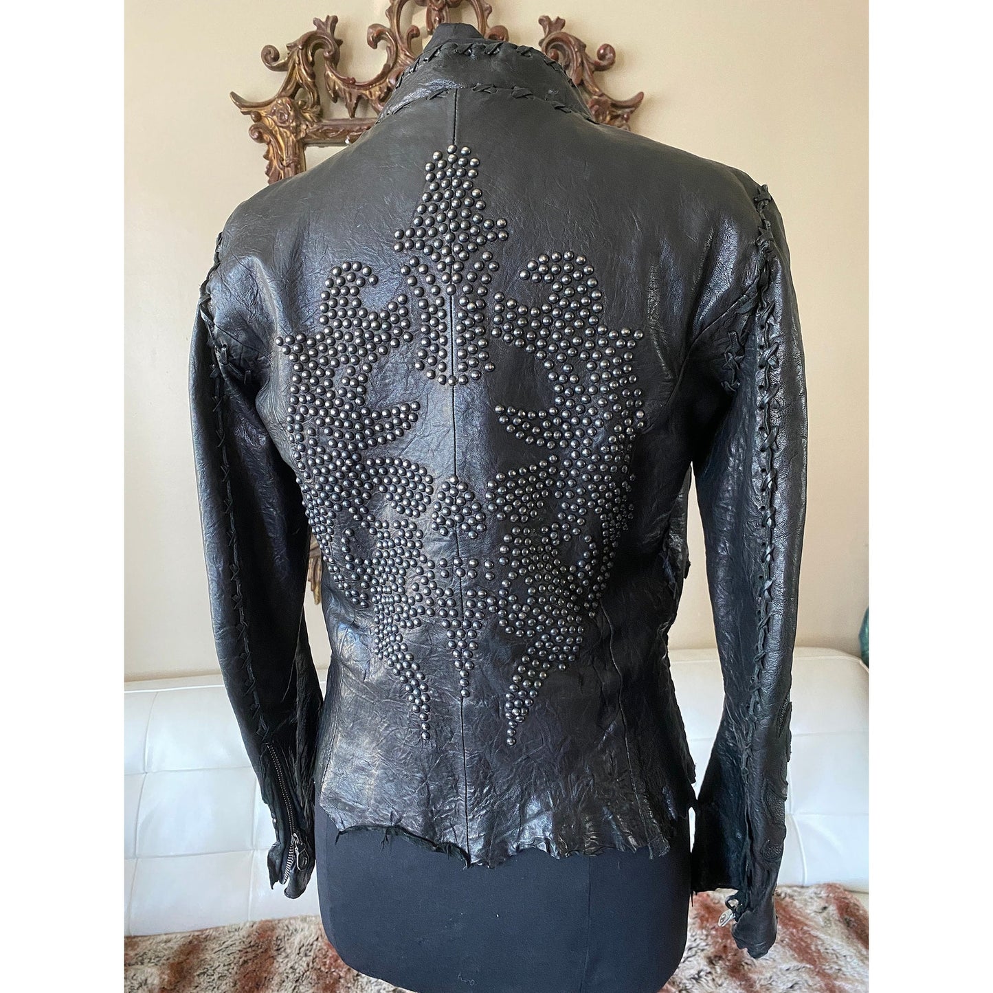 Eleven 11 Leather Jacket with Stingray & Studded Skull Back