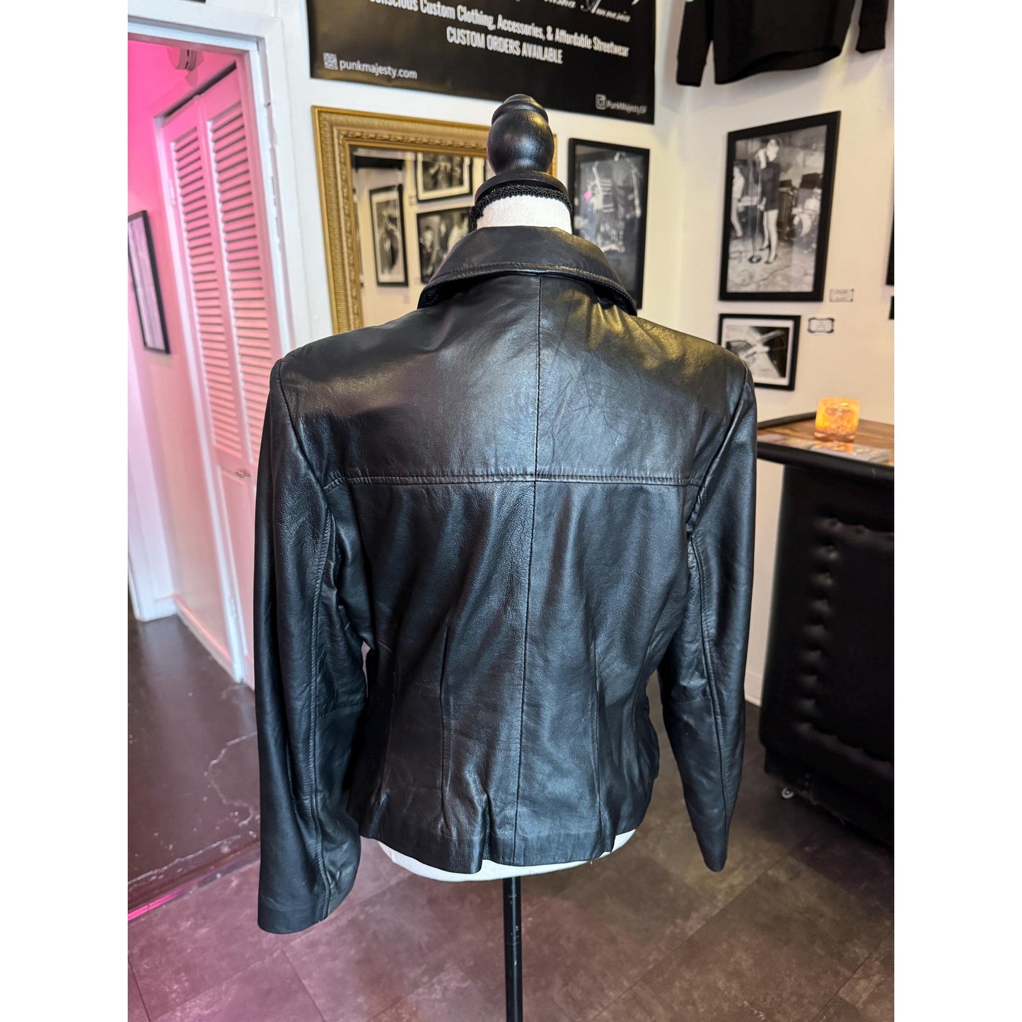 Black Leather Women's Jacket, Size M