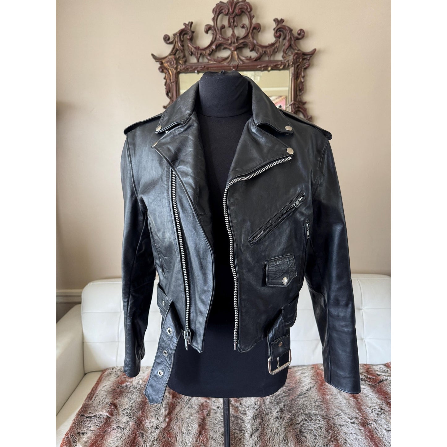 Women's Leather Motorcycle Jacket, M/ US 8