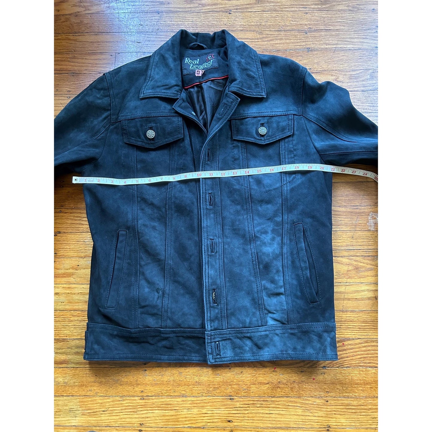Men's Vintage Black Suede Trucker Jacket, Small