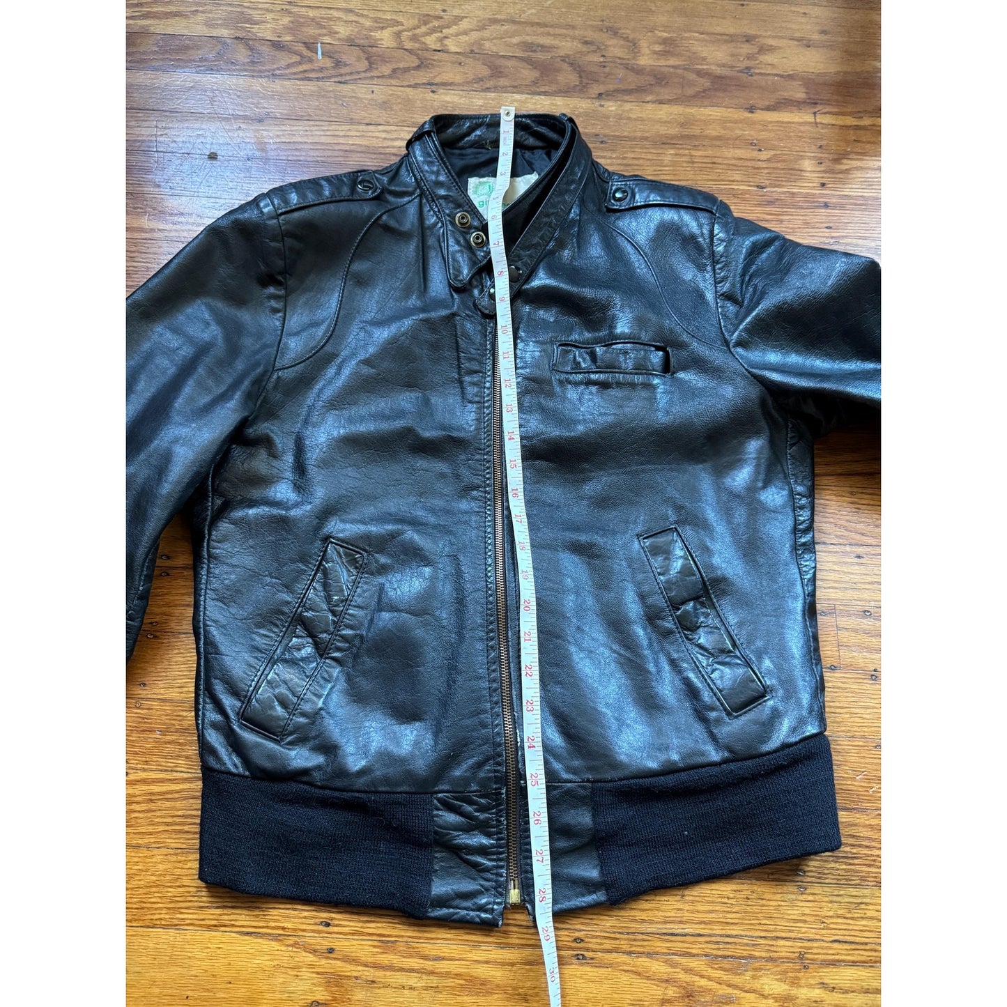 Copied - Men's Vintage Black Leather Bomber Jacket, Medium 40