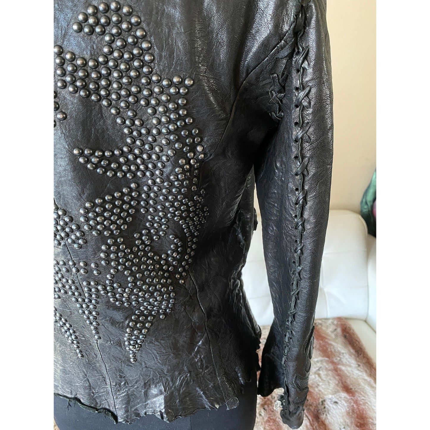 Eleven 11 Leather Jacket with Stingray & Studded Skull Back