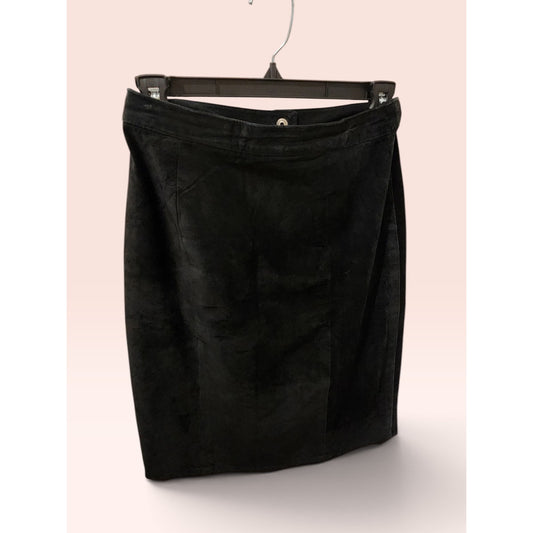 Suede Leather Skirt Black
